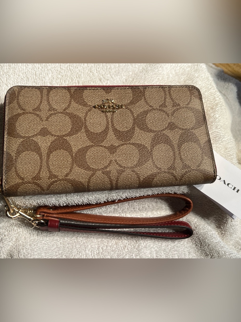 Coach Long Zip Around Wallet in Signature Canvas With 2 Detachable Straps NWOT